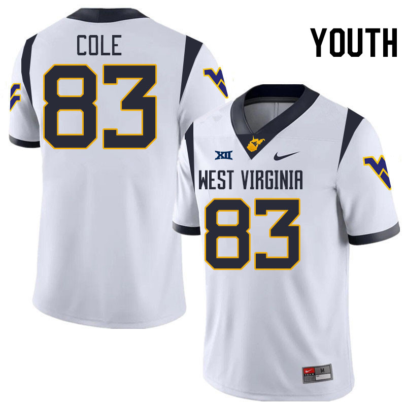 Youth #83 C.J. Cole West Virginia Mountaineers College 2024 New Uniforms Football Jerseys Stitched S